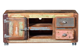 GINER Y COLOMER Meuble TV en bois recyclé multicolore